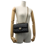 2019 Caviar Skin Classic Flap Chain Bag 25cm Black