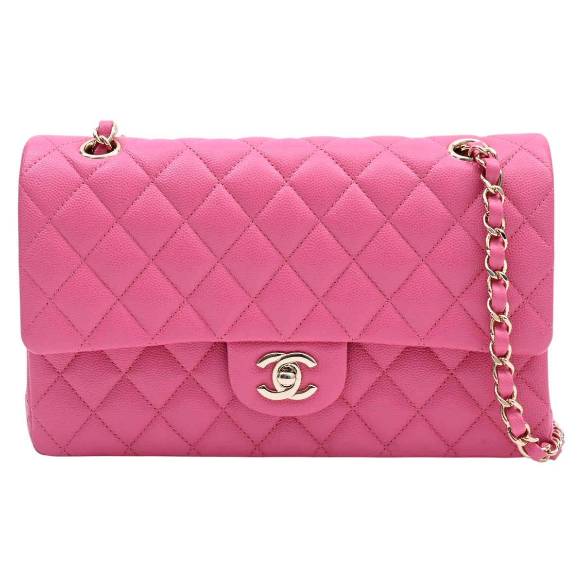2019-ish Caviar Skin Classic Flap Chain Bag 25cm Pink