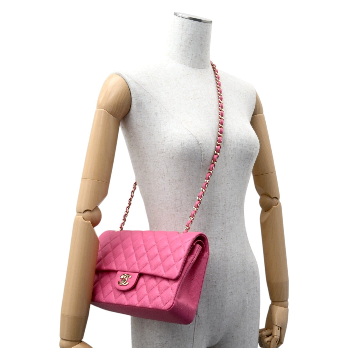 2019-ish Caviar Skin Classic Flap Chain Bag 25cm Pink