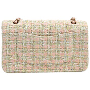 2005-era tweed classic flap chain bag 25cm, pink/green
