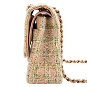 2005-era tweed classic flap chain bag 25cm, pink/green
