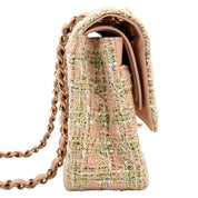 2005-era tweed classic flap chain bag 25cm, pink/green