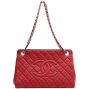 2017 circa Caviar Skin CC Mark Stitch Chain Tote Bag Red
