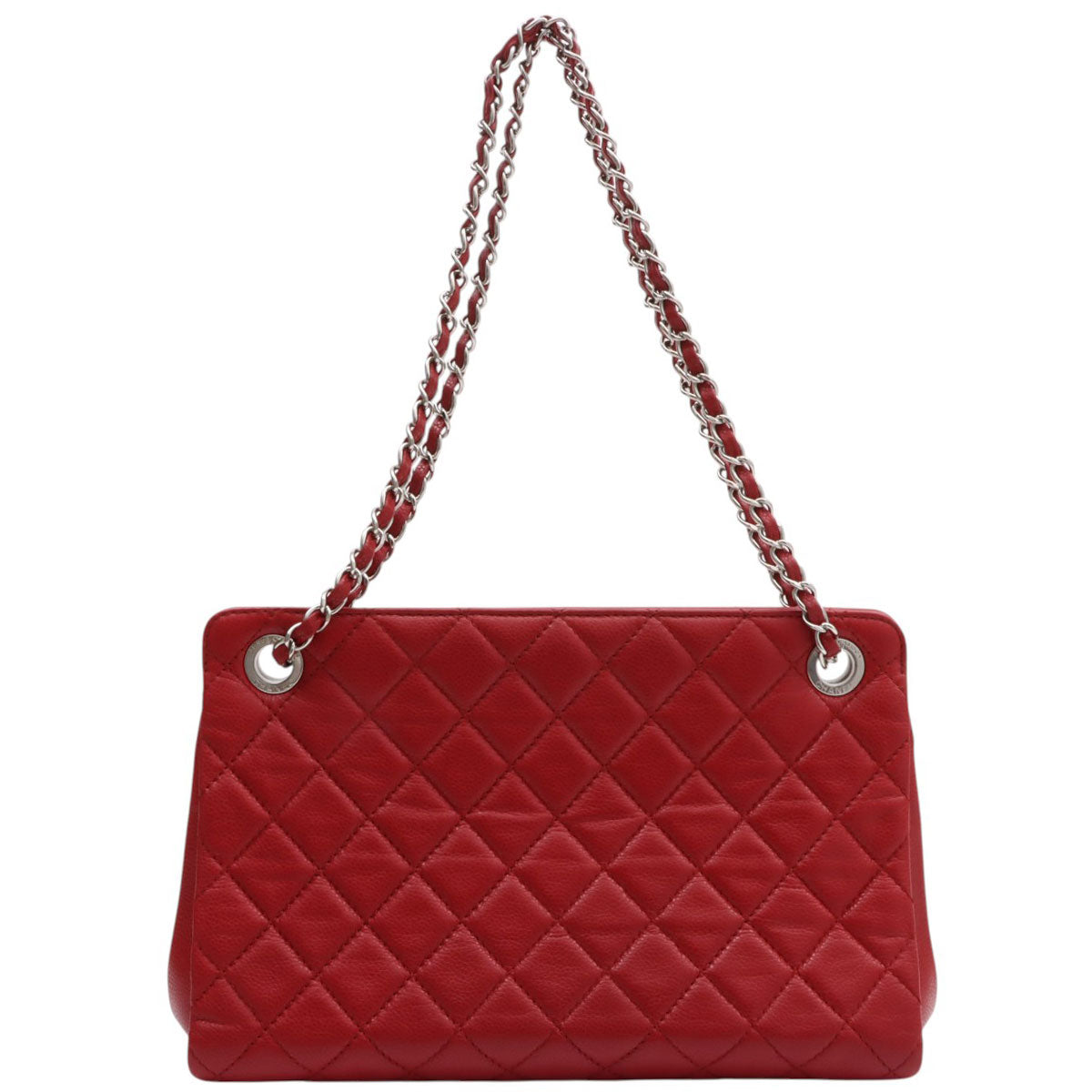 2017 circa Caviar Skin CC Mark Stitch Chain Tote Bag Red