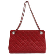 2017 circa Caviar Skin CC Mark Stitch Chain Tote Bag Red