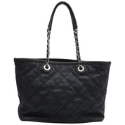 Circa 2014 Soft Caviar Skin CC Mark Stitch Chain Tote Bag Black