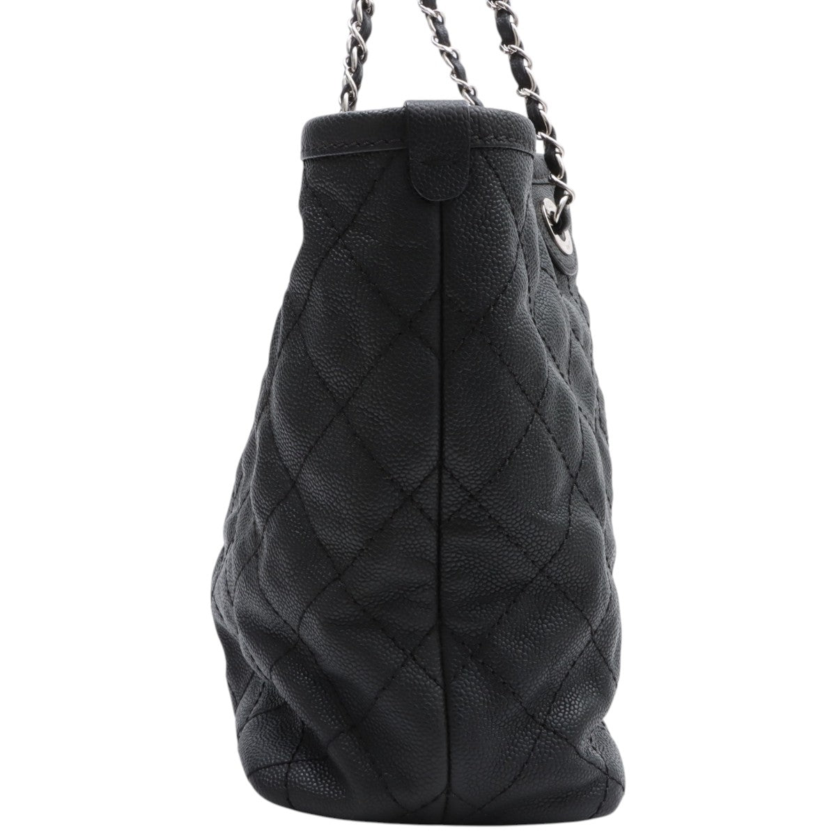 Circa 2014 Soft Caviar Skin CC Mark Stitch Chain Tote Bag Black