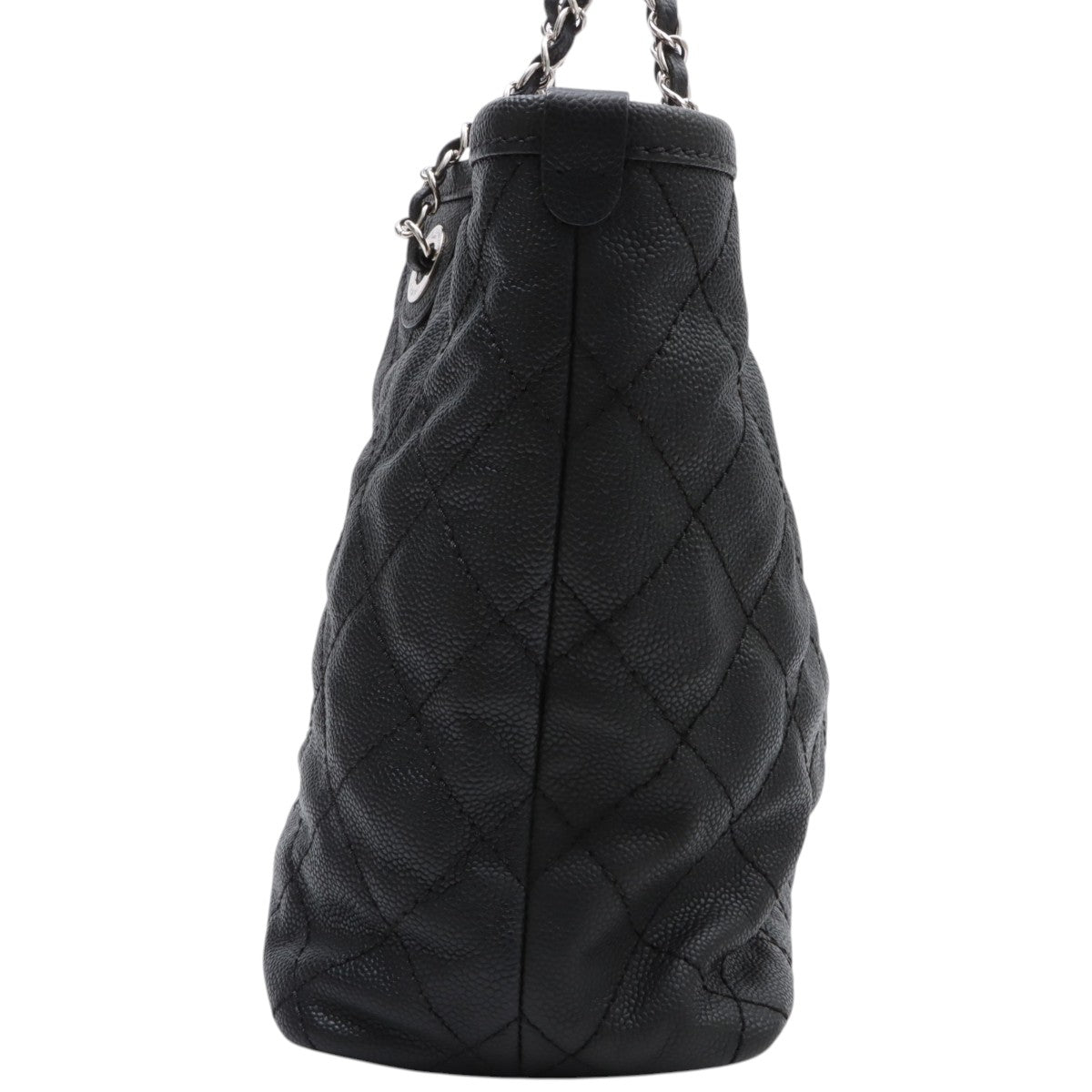 Circa 2014 Soft Caviar Skin CC Mark Stitch Chain Tote Bag Black
