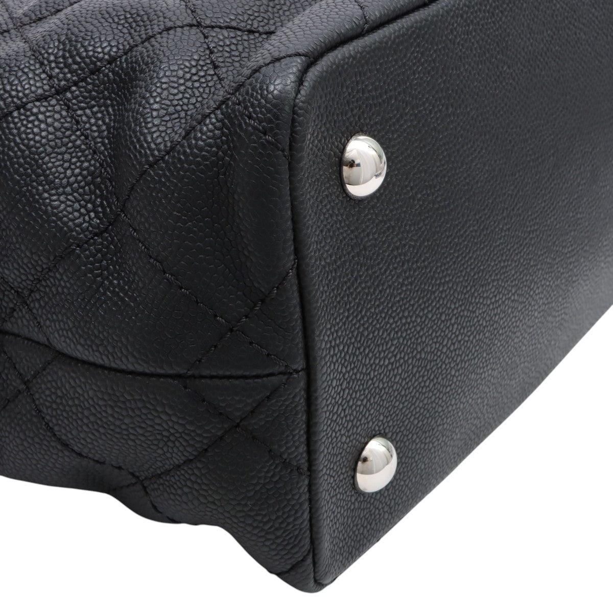 Circa 2014 Soft Caviar Skin CC Mark Stitch Chain Tote Bag Black