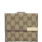 Canvas GG Pattern Compact Wallet Grey/Brown