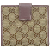 Canvas GG Pattern Compact Wallet Grey/Brown