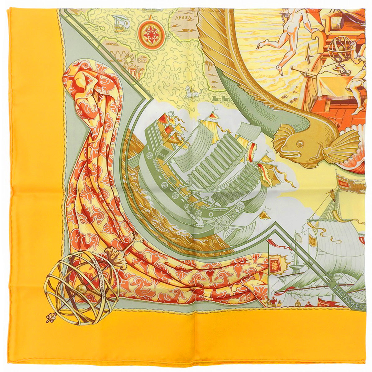 Carré 90 Au-dela des cinq Mers Scarf Orange/Multicolor