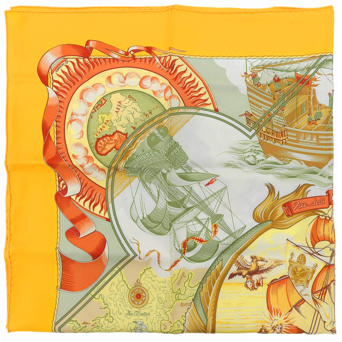 Carré 90 Au-dela des cinq Mers Scarf Orange/Multicolor