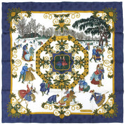 Carré 90 Joies d'Hiver Scarf White/Navy/Multicolor