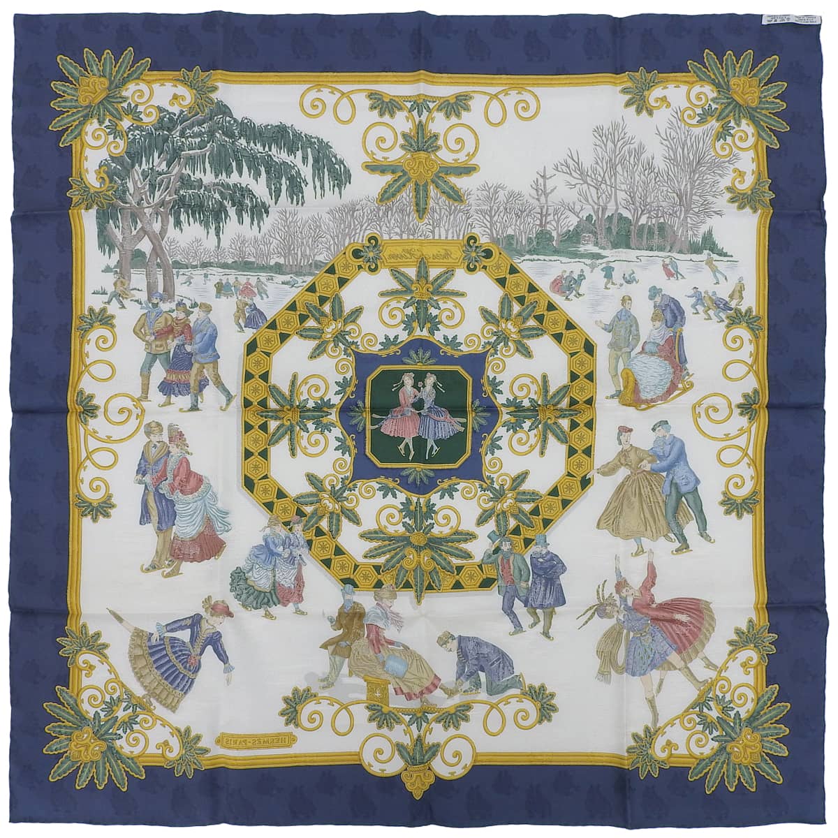 Carré 90 Joies d'Hiver Scarf White/Navy/Multicolor
