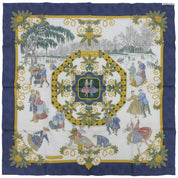 Carré 90 Joies d'Hiver Scarf White/Navy/Multicolor