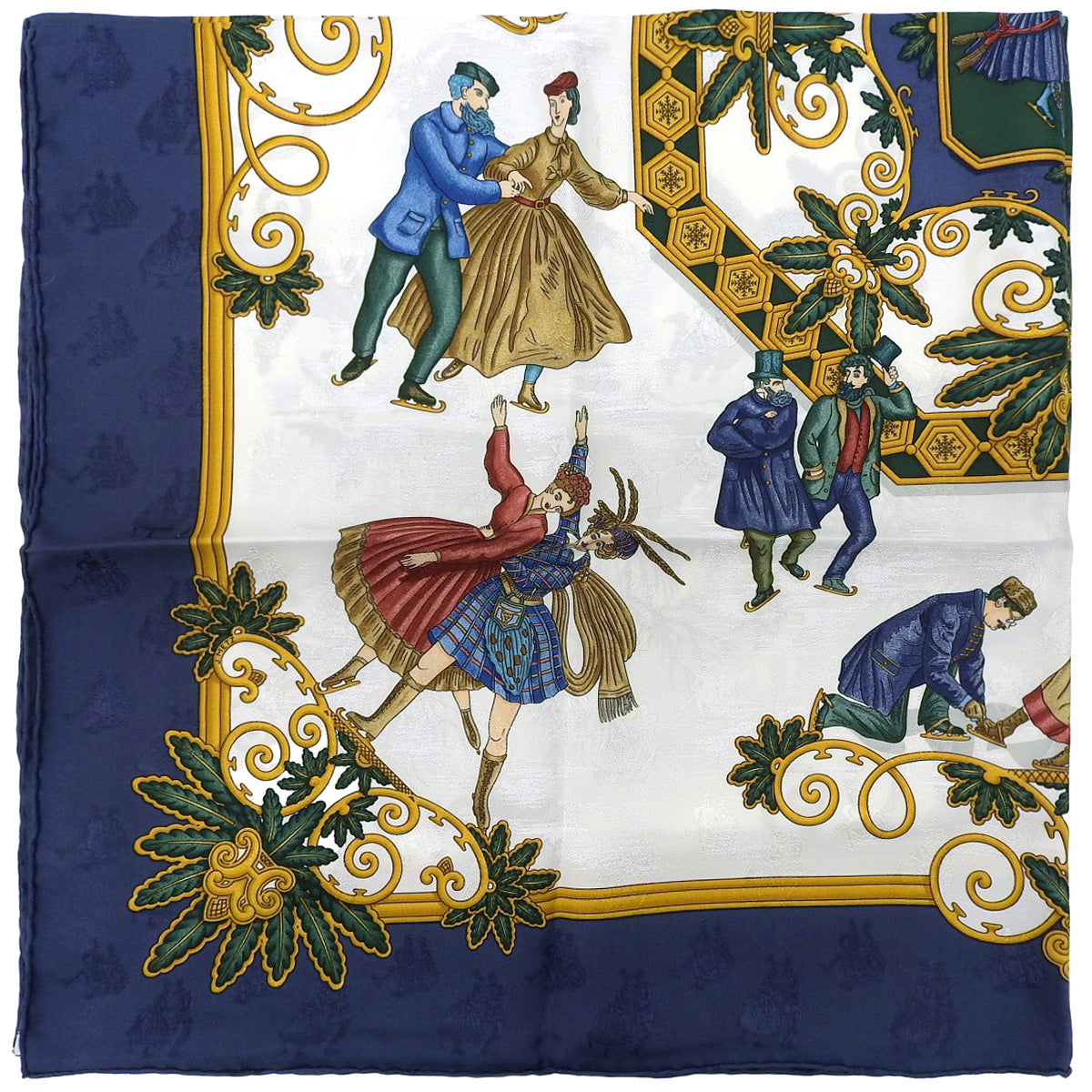 Carré 90 Joies d'Hiver Scarf White/Navy/Multicolor