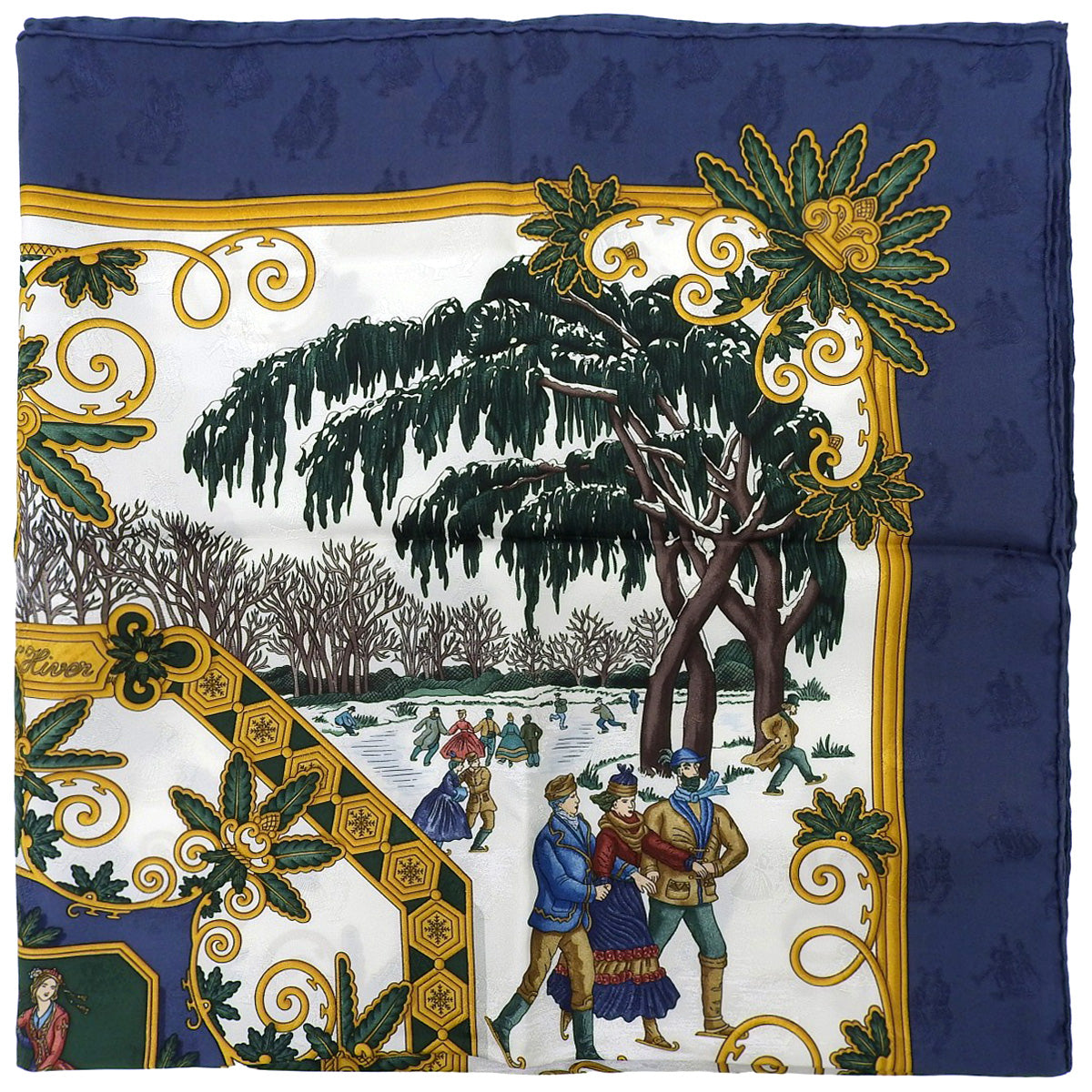 Carré 90 Joies d'Hiver Scarf White/Navy/Multicolor