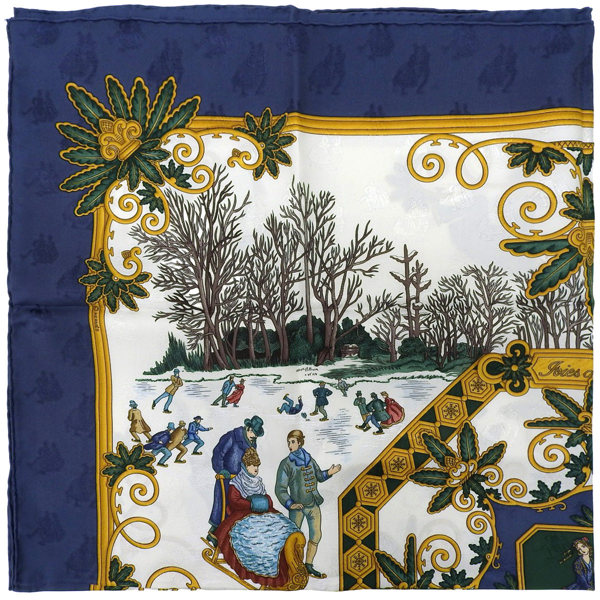Carré 90 Joies d'Hiver Scarf White/Navy/Multicolor