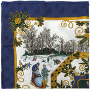 Carré 90 Joies d'Hiver Scarf White/Navy/Multicolor