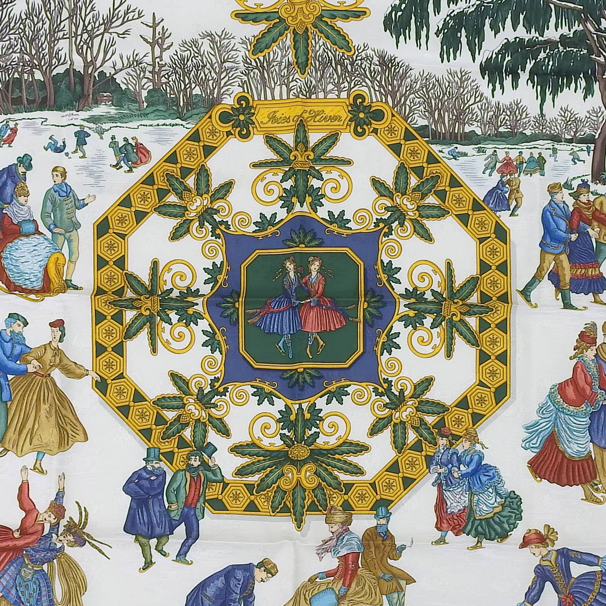 Carré 90 Joies d'Hiver Scarf White/Navy/Multicolor