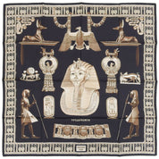 カレ90 TUTANKHAMUNスカーフ ブラック/ベージュ
