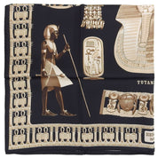 カレ90 TUTANKHAMUNスカーフ ブラック/ベージュ