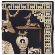 カレ90 TUTANKHAMUNスカーフ ブラック/ベージュ
