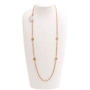 Circle Logo Plate Long Necklace Gold