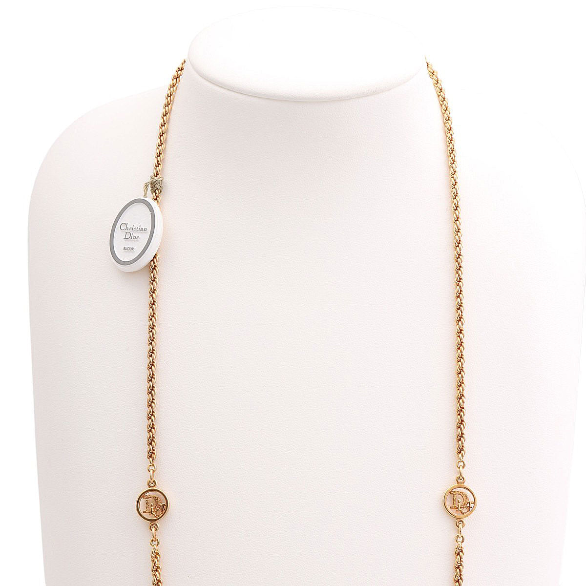 Circle Logo Plate Long Necklace Gold
