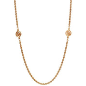 Circle Logo Plate Long Necklace Gold