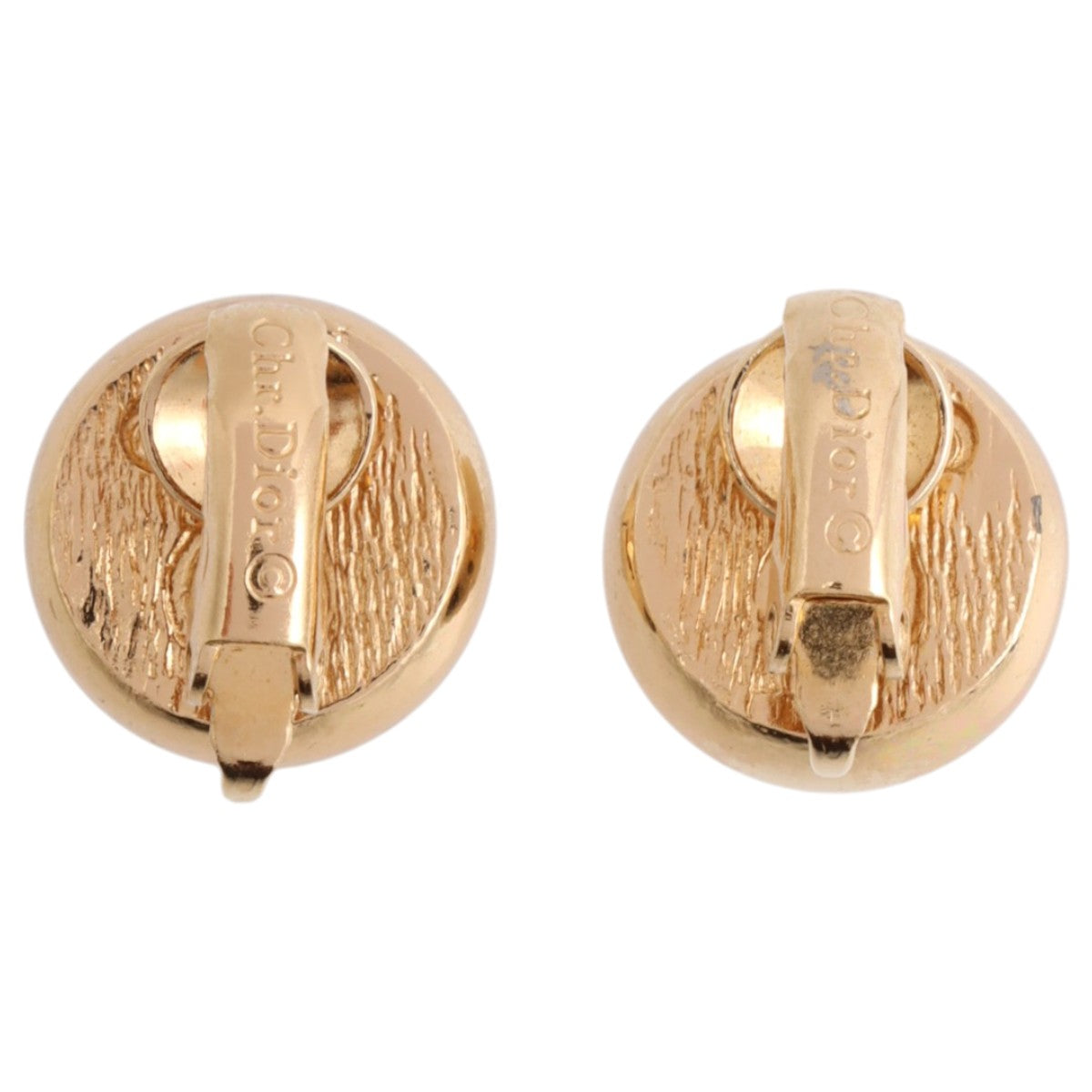 Rhinestone Pearl Round Earrings Gold