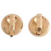 Rhinestone Pearl Round Earrings Gold
