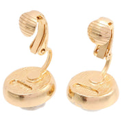 Rhinestone Pearl Round Earrings Gold