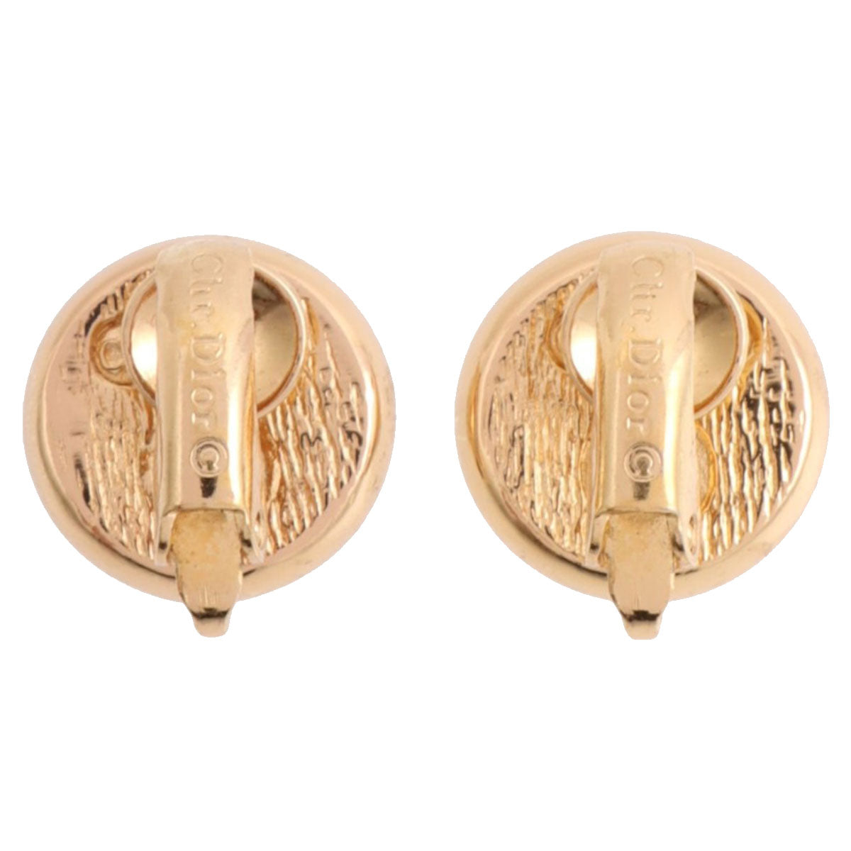 Rhinestone Pearl Round Earrings Gold