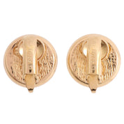 Rhinestone Pearl Round Earrings Gold