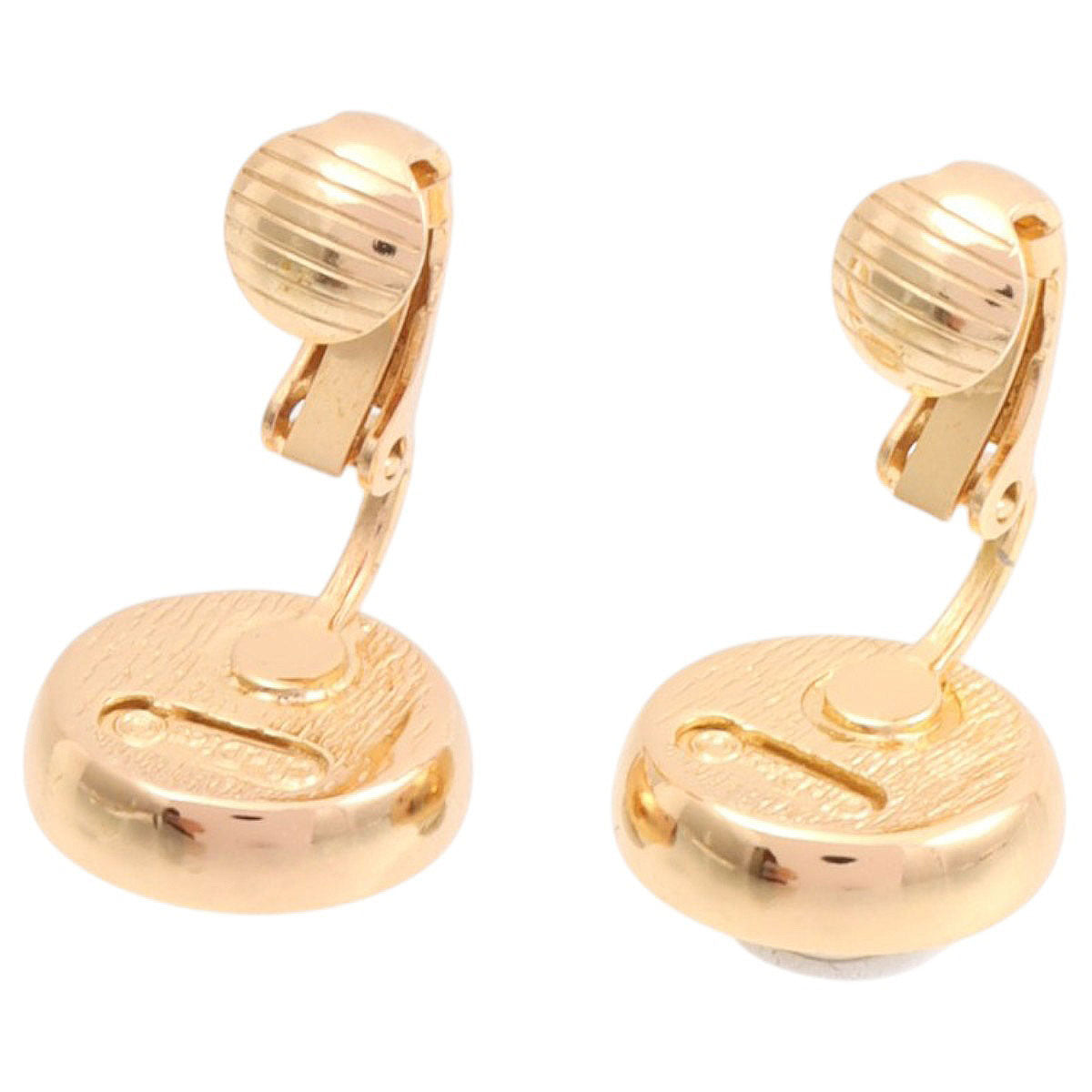Rhinestone Pearl Round Earrings Gold