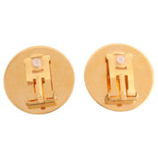 Lion Motif Enamel Earrings - Gold