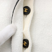 1995 Tweed CC Mark Button Cropped Jacket #38 White