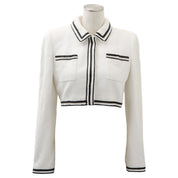 1995 Tweed CC Mark Button Cropped Jacket #38 White