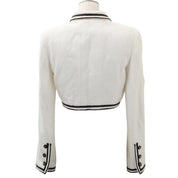 1995 Tweed CC Mark Button Cropped Jacket #38 White