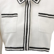 1995 Tweed CC Mark Button Cropped Jacket #38 White