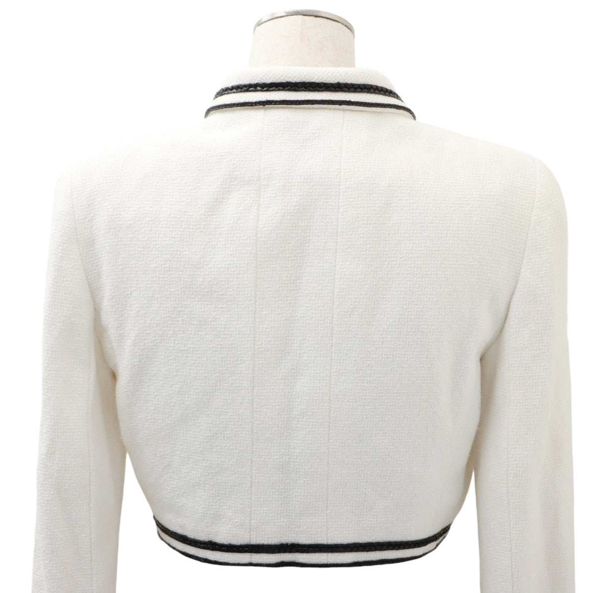 1995 Tweed CC Mark Button Cropped Jacket #38 White