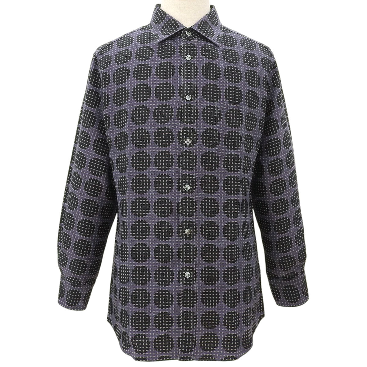 Geometric Pattern Long-Sleeve Shirt #42 Purple/Black