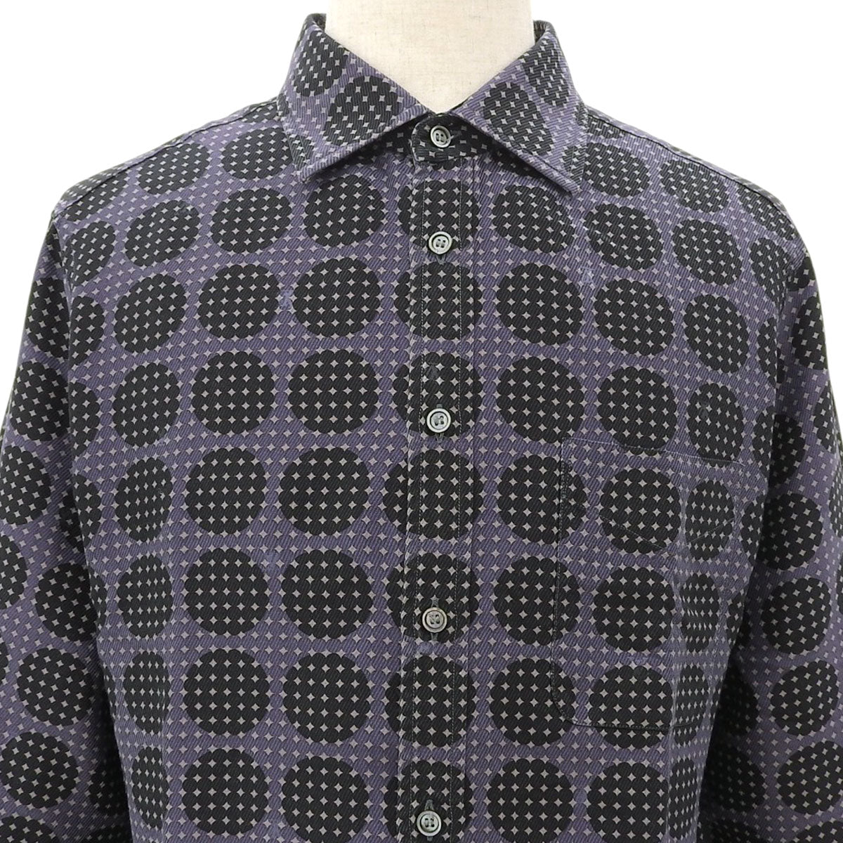 Geometric Pattern Long-Sleeve Shirt #42 Purple/Black