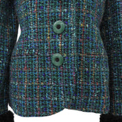 Tweed Faux Fur Combination Jacket #36 Green/Multi-color