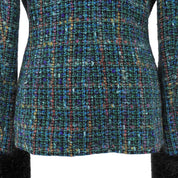 Tweed Faux Fur Combination Jacket #36 Green/Multi-color