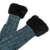 Tweed Faux Fur Combination Jacket #36 Green/Multi-color