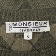 Logo Argyle Check Pattern Knit Top #S Khaki