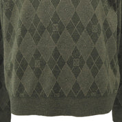 Logo Argyle Check Pattern Knit Top #S Khaki